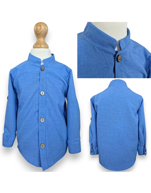 KOSZULA CHŁOPIĘCA niebieska stójka 100% BAWEŁNA Produkt Polski