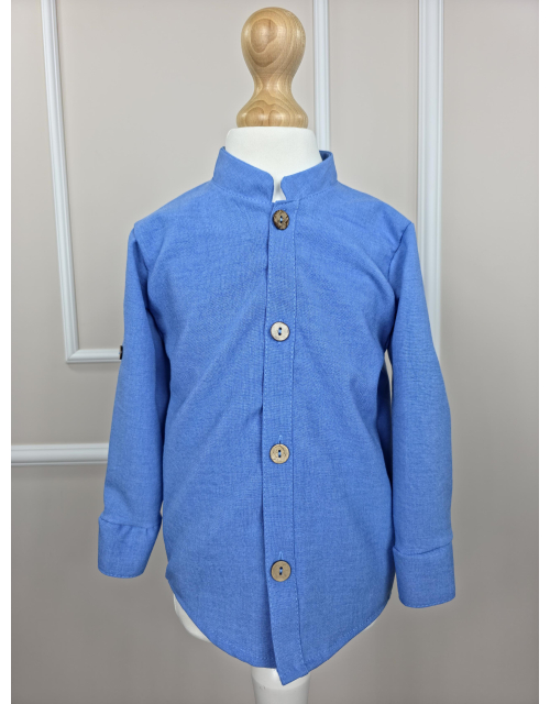 KOSZULA CHŁOPIĘCA niebieska stójka 100% BAWEŁNA Produkt Polski