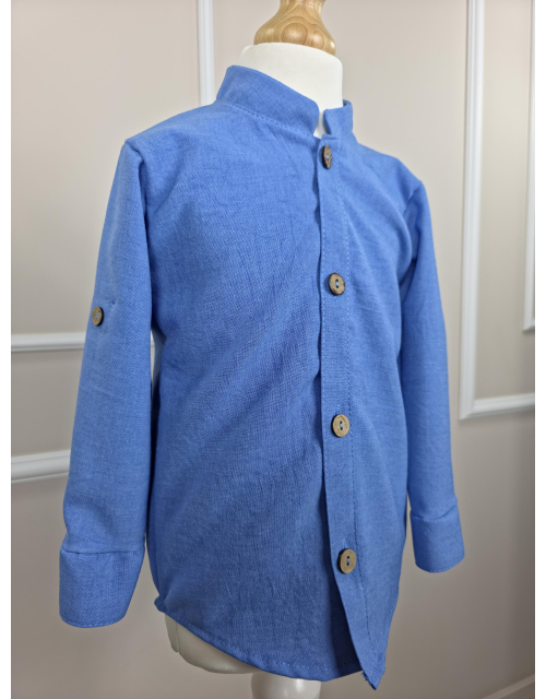 KOSZULA CHŁOPIĘCA niebieska stójka 100% BAWEŁNA Produkt Polski