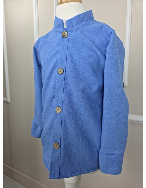 KOSZULA CHŁOPIĘCA niebieska stójka 100% BAWEŁNA Produkt Polski