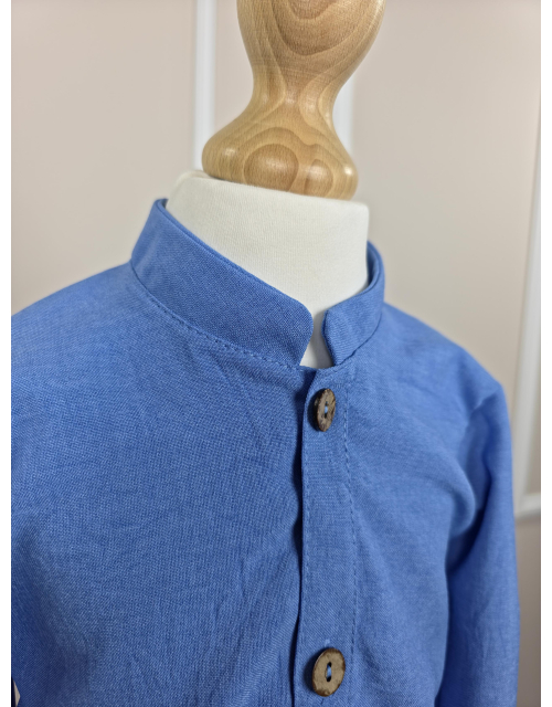 KOSZULA CHŁOPIĘCA niebieska stójka 100% BAWEŁNA Produkt Polski