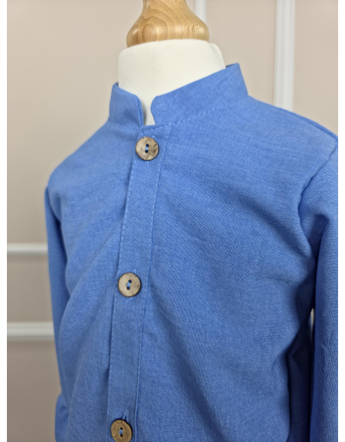 KOSZULA CHŁOPIĘCA niebieska stójka 100% BAWEŁNA Produkt Polski