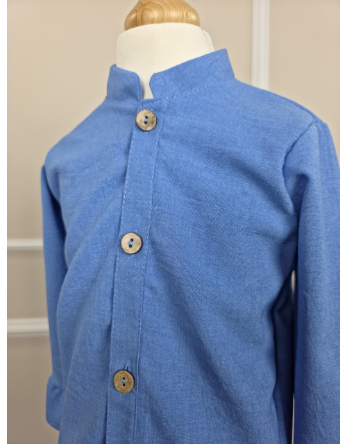 KOSZULA CHŁOPIĘCA niebieska stójka 100% BAWEŁNA Produkt Polski