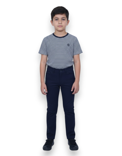 SPODNIE CHŁOPIĘCE granatowe gładkie WIZYTOWE chinosy