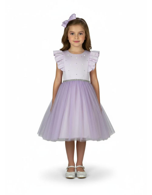 SUKIENKA WIZYTOWA lawenda perły tiul cyrkonie PRODUKT POLSKI