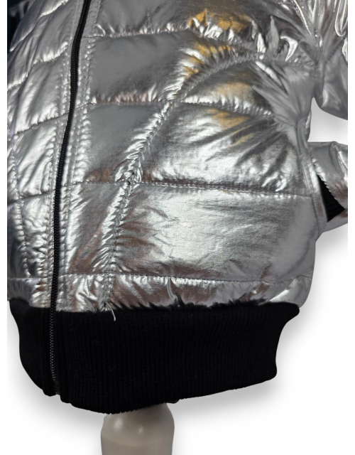 KURTKA BOMBERKA srebrna metaliczna przejściowa PRODUKT POLSKI