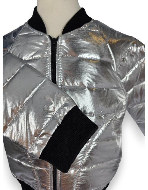 KURTKA BOMBERKA srebrna metaliczna przejściowa PRODUKT POLSKI