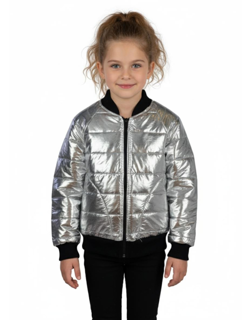 KURTKA BOMBERKA srebrna metaliczna przejściowa PRODUKT POLSKI