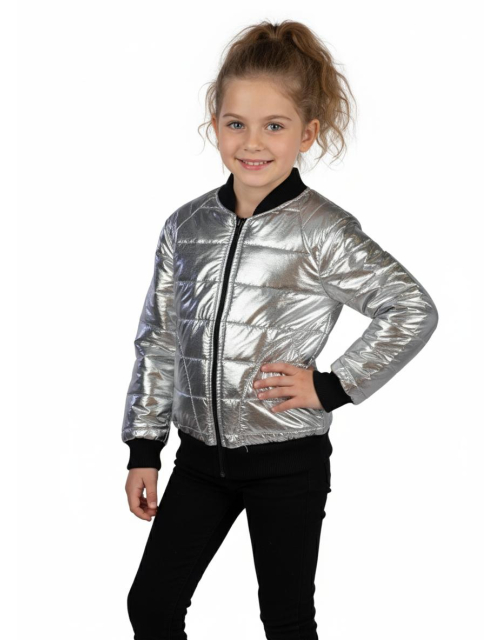 KURTKA BOMBERKA srebrna metaliczna przejściowa PRODUKT POLSKI