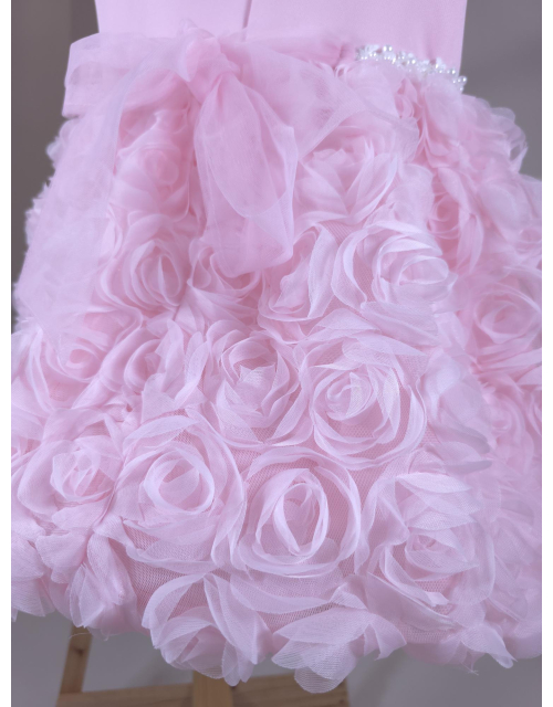 SUKIENKA WIZYTOWA różowa róże 3D tiul księżniczka PRODUKT POLSKI