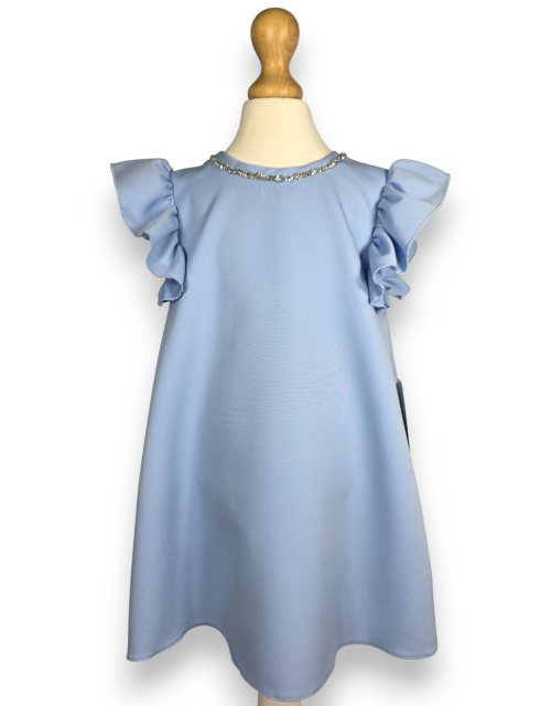 SUKIENKA WIZYTOWA błękitna trapezowa cyrkonie WESELE