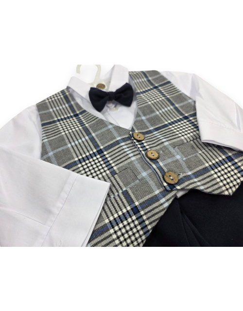 KOMPLET 4w1 kamizelka krata mucha ROCZEK wesele PRODUKT POLSKI