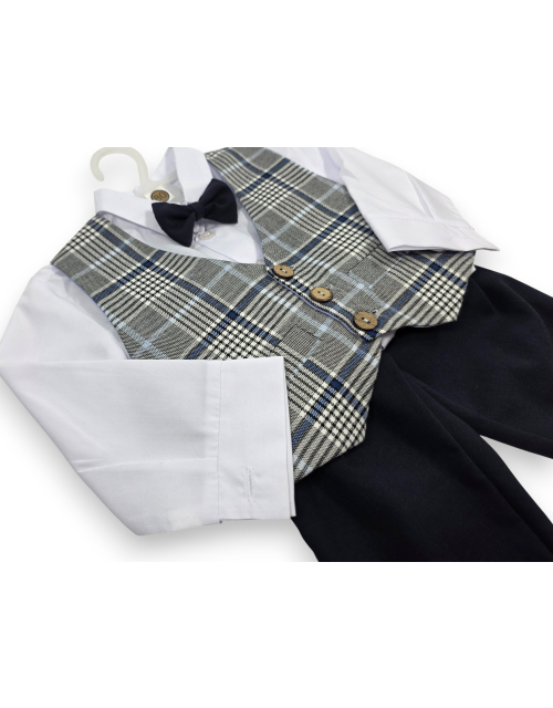 KOMPLET 4w1 kamizelka krata mucha ROCZEK wesele PRODUKT POLSKI