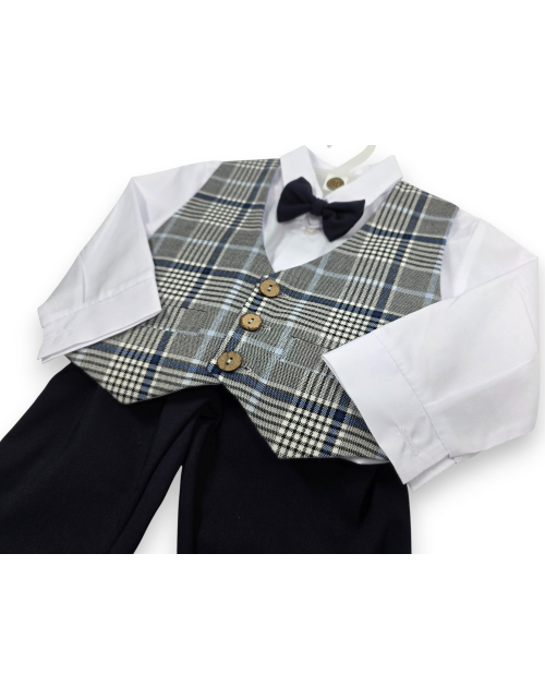 KOMPLET 4w1 kamizelka krata mucha ROCZEK wesele PRODUKT POLSKI