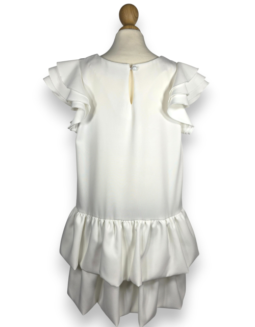 SUKIENKA WIZYTOWA ecru falbany kieszenie WESELE Komunia