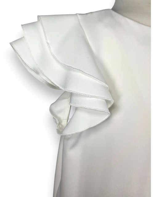 SUKIENKA WIZYTOWA ecru falbany kieszenie WESELE Komunia