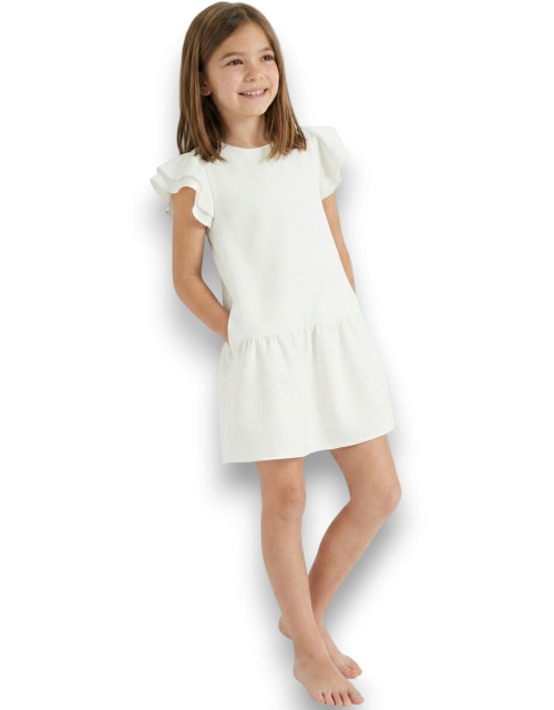 SUKIENKA WIZYTOWA ecru falbany kieszenie WESELE Komunia