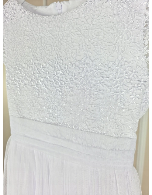 SUKIENKA KOMUNIJNA długa ELEGANCKA biała tiul koronka PRODUKT POLSKI